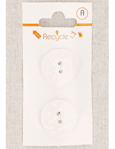Card of 2 white buttons 20 mm 2 holes - Terrazzo