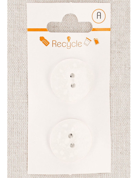 Card of 2 white buttons 20 mm 2 holes - Terrazzo