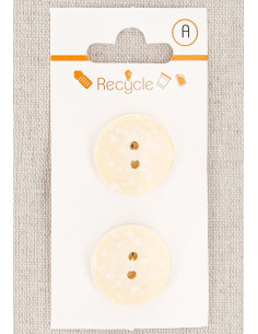 Ecru 2-button card 20 mm 2 holes - Terrazzo