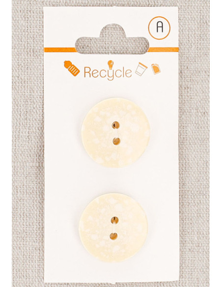 Ecru 2-button card 20 mm 2 holes - Terrazzo