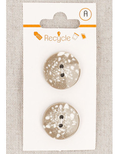 20 mm taupe 2-hole button card - Terrazzo