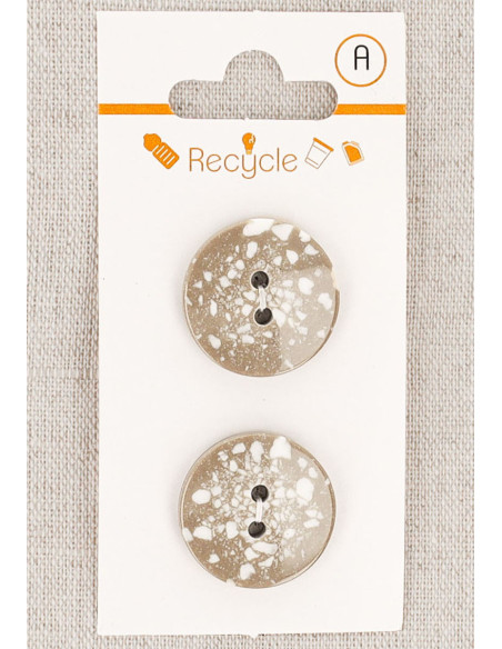 20 mm taupe 2-hole button card - Terrazzo