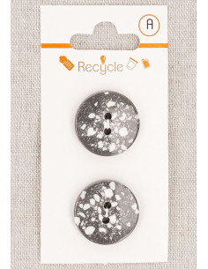 Card of 2 gray buttons 20 mm 2 holes - Terrazzo