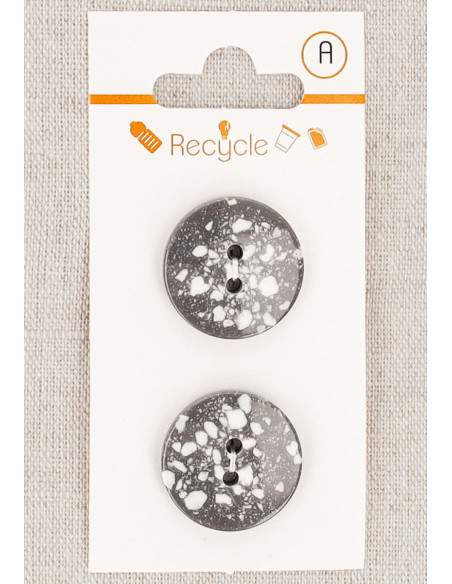 Card of 2 gray buttons 20 mm 2 holes - Terrazzo