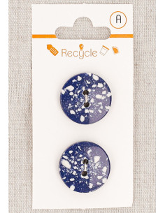 Card of 2 blue jeans buttons 20 mm 2 holes - Terrazzo