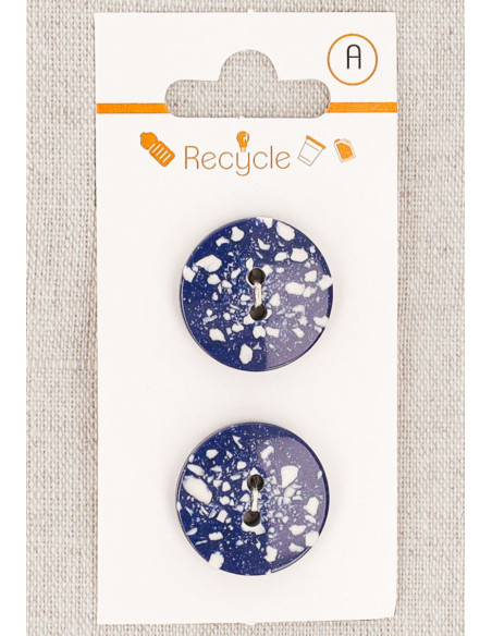 Card of 2 blue jeans buttons 20 mm 2 holes - Terrazzo