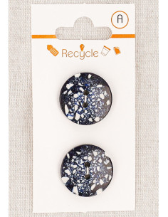 Navy blue 2-button card 20 mm 2 holes - Terrazzo