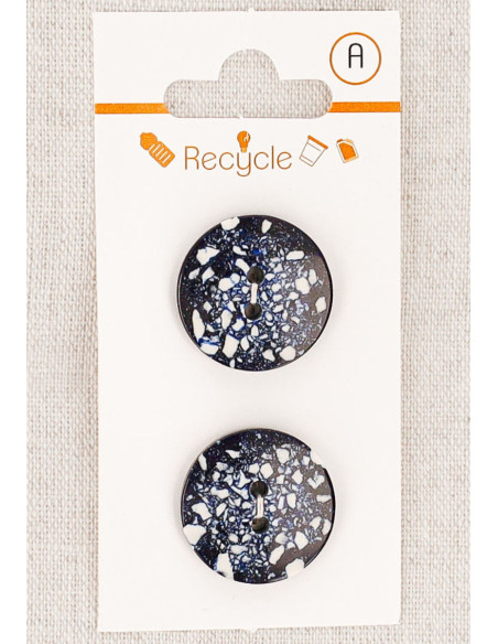 Navy blue 2-button card 20 mm 2 holes - Terrazzo