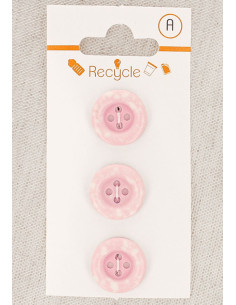 Card of 3 pink buttons 15 mm 4 holes - Rolled edge terrazzo