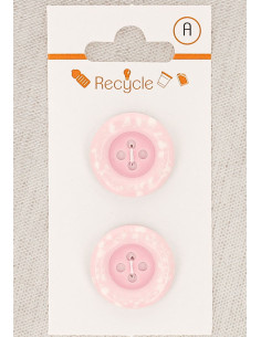 Card of 2 pink buttons 20 mm 4 holes - Rolled edge terrazzo