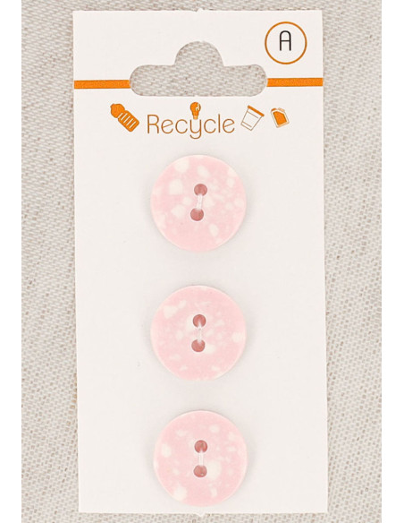 Card of 3 pink 15 mm 2-hole buttons - Terrazzo