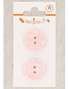 Card of 2 pink buttons 20 mm 2 holes - Terrazzo