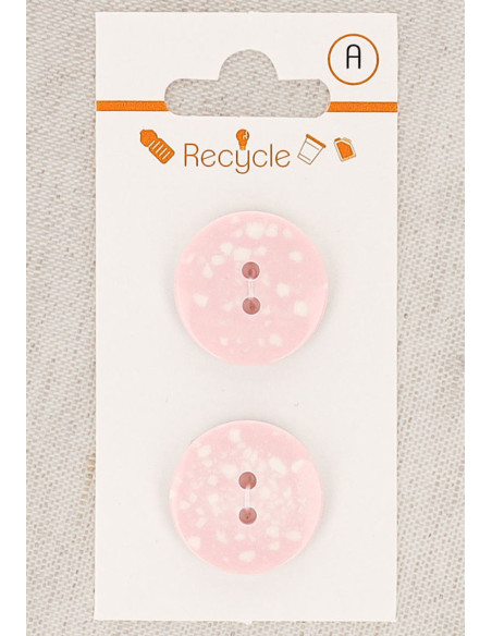 Card of 2 pink buttons 20 mm 2 holes - Terrazzo