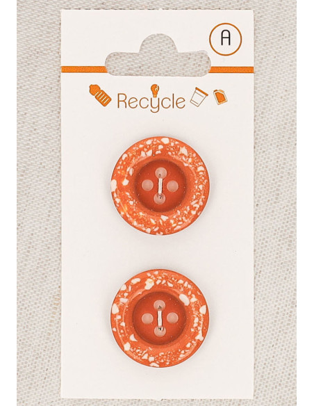 Card of 2 copper buttons 20 mm 4 holes - Rolled edge terrazzo