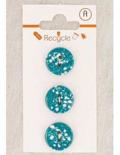 Card of 3 turquoise buttons 15 mm 2 holes - Terrazzo
