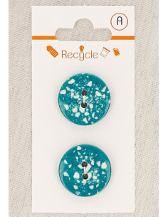 Card of 2 turquoise buttons 20 mm 2 holes - Terrazzo