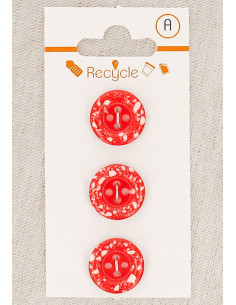 Card of 3 red buttons 15 mm 4 holes - Rolled edge terrazzo
