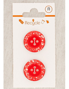 Card of 2 red buttons 20 mm 4 holes - Rolled edge terrazzo