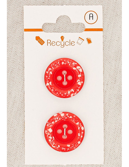 Card of 2 red buttons 20 mm 4 holes - Rolled edge terrazzo
