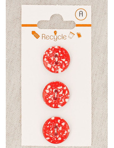 Card of 3 red buttons 15 mm 2 holes - Terrazzo
