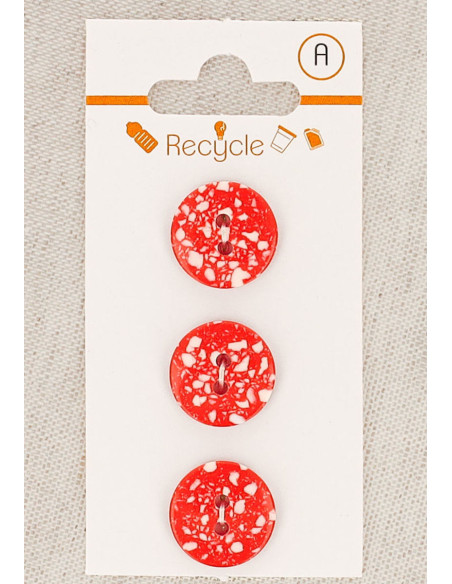 Card of 3 red buttons 15 mm 2 holes - Terrazzo
