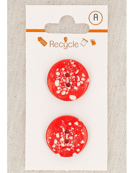 Card of 2 red buttons 20 mm 2 holes - Terrazzo