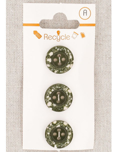 Card of 3 khaki buttons 15 mm 4 holes - Rolled edge terrazzo