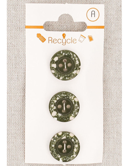 Card of 3 khaki buttons 15 mm 4 holes - Rolled edge terrazzo