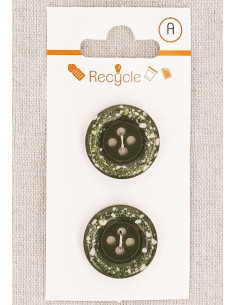 Card of 2 khaki buttons 20 mm 4 holes - Rolled edge terrazzo