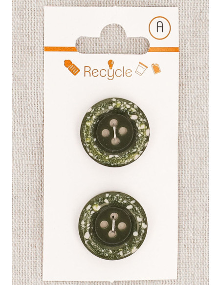 Card of 2 khaki buttons 20 mm 4 holes - Rolled edge terrazzo