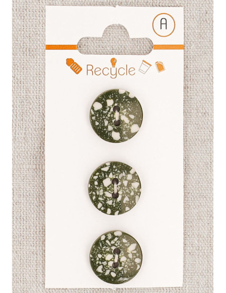 Card of 3 khaki buttons 15 mm 2 holes - Terrazzo