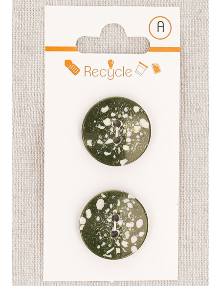 Card of 2 khaki buttons 20 mm 2 holes - Terrazzo