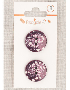 Card of 2 purple buttons 20 mm 2 holes - Terrazzo
