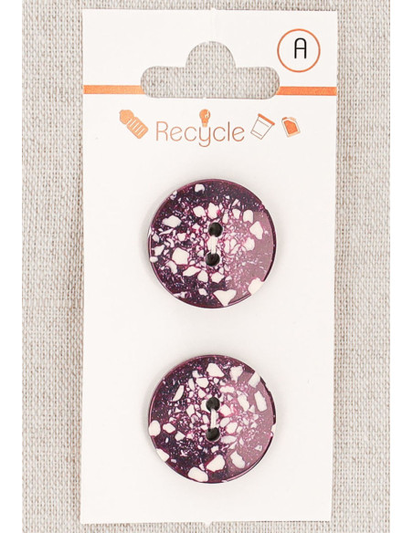 Card of 2 purple buttons 20 mm 2 holes - Terrazzo