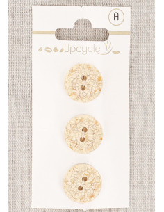Card of 3 ecru buttons 15 mm 2 holes - Speckled