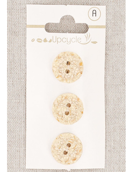 Card of 3 ecru buttons 15 mm 2 holes - Speckled