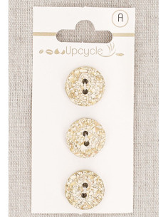 Card of 3 beige 15 mm 2-hole buttons - Speckled