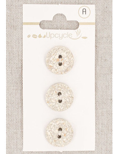Card of 3 gray speckled 15 mm 2-hole buttons