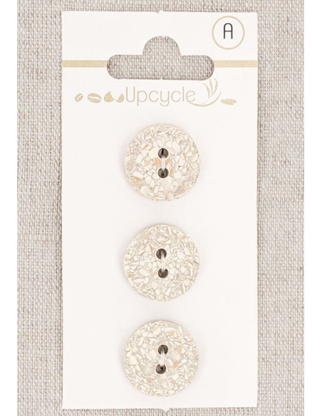 Card of 3 gray speckled 15 mm 2-hole buttons