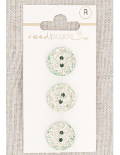 Card of 3 mint buttons 15 mm 2 holes - Speckled