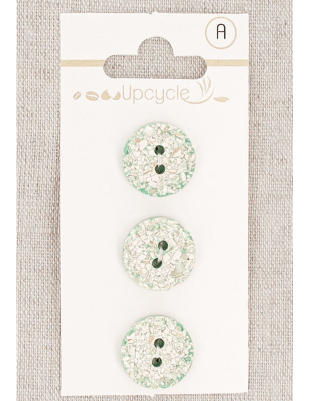 Card of 3 mint buttons 15 mm 2 holes - Speckled