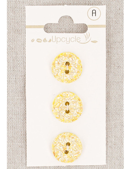 Card of 3 lemon speckled buttons 15 mm 2 holes