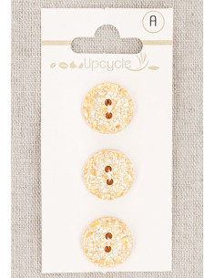 Card of 3 apricot buttons 15 mm 2 holes - Speckled