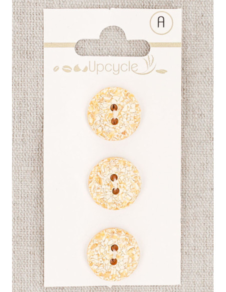 Card of 3 apricot buttons 15 mm 2 holes - Speckled