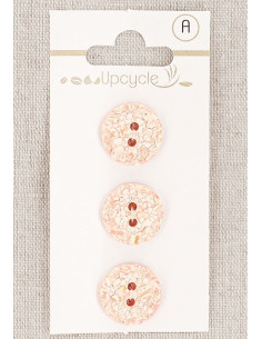 Card of 3 pink speckled buttons 15 mm 2 holes
