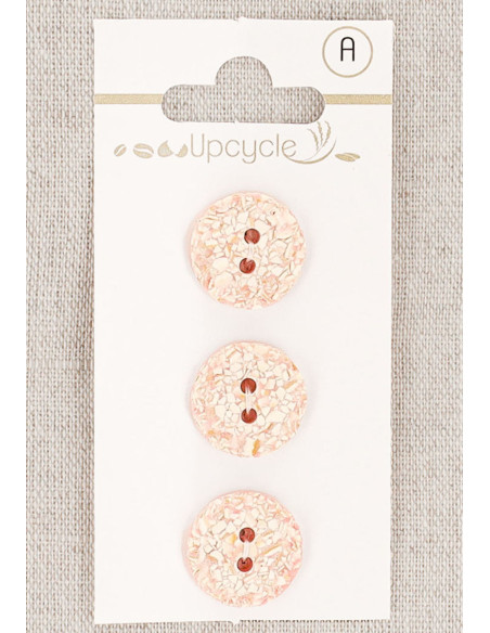 Card of 3 pink speckled buttons 15 mm 2 holes