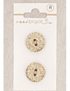 Card of 2 beige buttons 18 mm 2 holes - Speckled