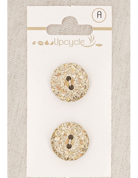 Card of 2 beige buttons 18 mm 2 holes - Speckled