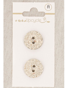 Card of 2 gray speckled 18 mm 2-hole buttons