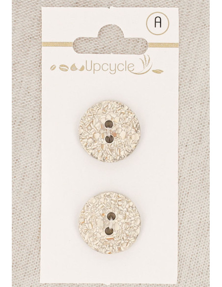 Card of 2 gray speckled 18 mm 2-hole buttons